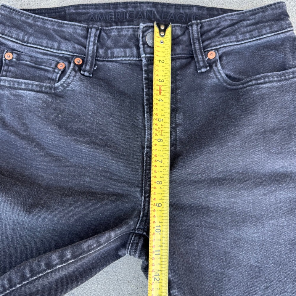 American Eagle Mens Slim Straight Jeans 30x34 Faded Black Denim Pants - Picture 12 of 13